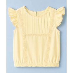 Pine Kids Cotton Poplin Woven Sleeveless Top with Lace Detailing - Yellow