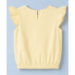 Pine Kids Cotton Poplin Woven Sleeveless Top with Lace Detailing - Yellow
