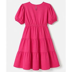 Pine Kids Woven Tiered Dress with Half Sleeves - Fuchsia