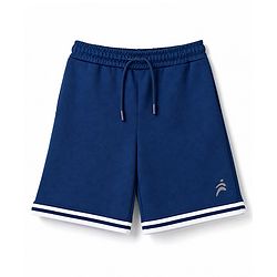 Pine Active Cotton Knit Solid Shorts With Logo Print - Navy Blue