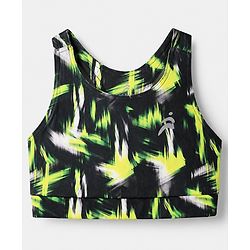 Pine Active Cotton Mixes Sleeveless Super Stretchable Sports Bra with Abstract Print - Black