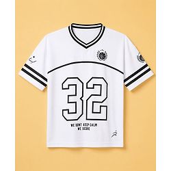 Pine Active Knit Half Sleeves T-Shirt and Shorts With Text Print in White