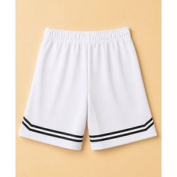 Pine Active Knit Half Sleeves T-Shirt and Shorts With Text Print in White