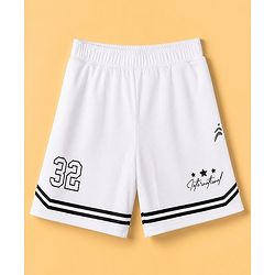 Pine Active Knit Half Sleeves T-Shirt and Shorts With Text Print in White