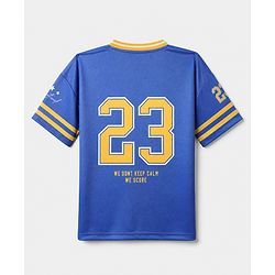 Pine Active Knit Half Sleeves T-Shirt and Shorts With Number Print in Blue