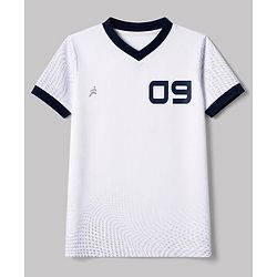 Pine Active Half Sleeves T-Shirt & Short Set Numeric Print - White & Navy Blue