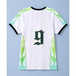 Pine Active Cotton Mixes Knit Half Sleeves T-shirt & Shorts Set With Football Club Text Print - White & Green
