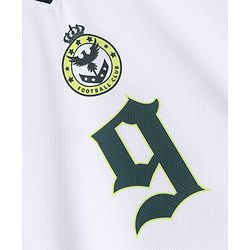 Pine Active Cotton Mixes Knit Half Sleeves T-shirt & Shorts Set With Football Club Text Print - White & Green