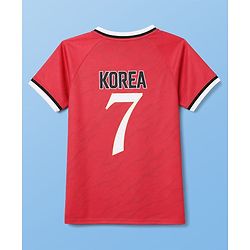 Pine Active Cotton Mixes Knit Half Sleeves T-shirt & Shorts Set With Korea Text Print - Red & Black