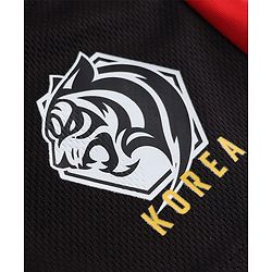 Pine Active Cotton Mixes Knit Half Sleeves T-shirt & Shorts Set With Korea Text Print - Red & Black