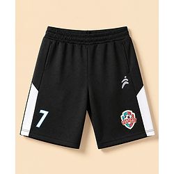 Pine Active Cotton Mix Knit Half Sleeves T-Shirt & Shorts Set With Text Print - Light Blue & Black