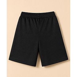 Pine Active Cotton Mix Knit Half Sleeves T-Shirt & Shorts Set With Text Print - Light Blue & Black