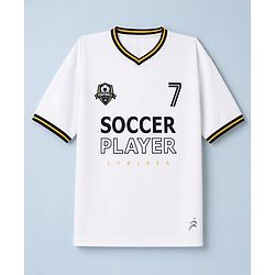 Pine Active Knit Half Sleeves Front & Back Soccer Printed T-Shirt - White