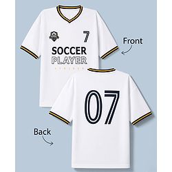 Pine Active Knit Half Sleeves Front & Back Soccer Printed T-Shirt - White