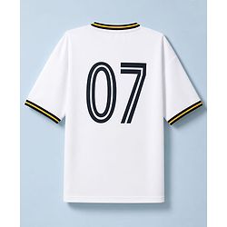 Pine Active Knit Half Sleeves Front & Back Soccer Printed T-Shirt - White