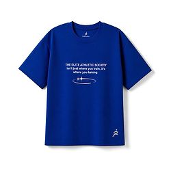 Pine Active Knit Half Drop Shoulder Sleeves Text Printed T-Shirt - Blue