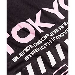 Pine Active Cotton Knit Half Sleeves T-Shirt With Text Print - Black