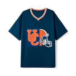 Pine Active Knit Half Sleeves T-Shirt with Helmet Print - Navy Blue