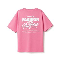 Pine Active Cotton Knit Half Sleeves T-Shirt With Text Print - Pink
