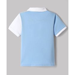 Pine Kids Marvel Cotton Knit  Polo T-Shirt with Half Sleeves and Captain America Print - Sky Blue