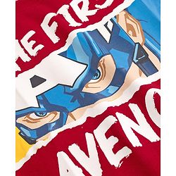 Pine Kids Marvel Single Jersey Knit Half Sleeves T-Shirt with Captain America Print - Red