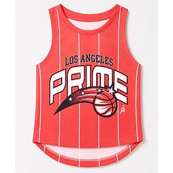 Pine Active Knit Sleeveless T-Shirt With Text Print - Red