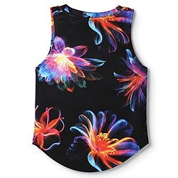 Pine Active Knit Sleeveless T-Shirt with University League & Floral Print - Black