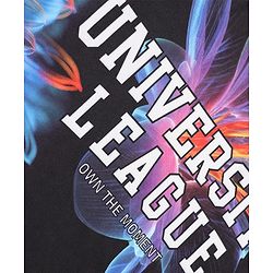 Pine Active Knit Sleeveless T-Shirt with University League & Floral Print - Black