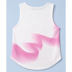 Pine Active Knit Sleeveless T-Shirt With Text Print - White & Pink