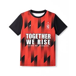 Pine Active Knit Half Sleeves Text Printed T-Shirt - Red