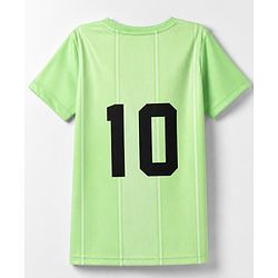 Pine Active Knit Half Sleeves T-Shirt with Numeric Print - Green
