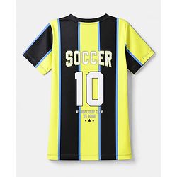 Pine Active Knit Half Sleeves Striped T-Shirt Numeric Print - Yellow