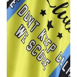 Pine Active Knit Half Sleeves Striped T-Shirt Numeric Print - Yellow