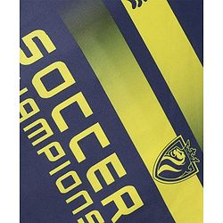 Pine Active Knit Half Sleeves T-Shirt with Front & Back Soccer Champions Print - Navy Blue