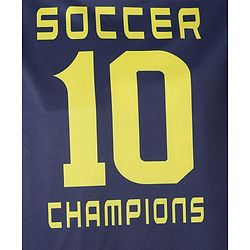 Pine Active Knit Half Sleeves T-Shirt with Front & Back Soccer Champions Print - Navy Blue