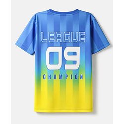Pine Active Knit Half Sleeves T-Shirt With League Champion Text Print - Yellow