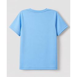 Pine Active Knit Half Sleeves T-Shirt  with Text Print - Blue