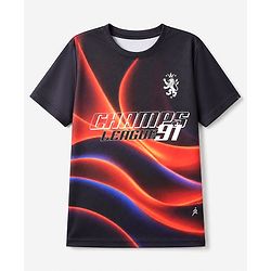 Pine Active Knit Half Sleeves T-Shirt With Text Print - Black