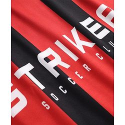Pine Active Knit Half Sleeves Striped T-Shirt With Text Print - Red & Black