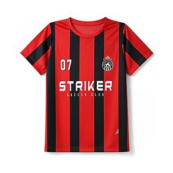 Pine Active Knit Half Sleeves Striped T-Shirt With Text Print - Red & Black