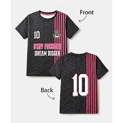 Pine Active Knit Half Sleeves T-Shirt With Text Print at Front & Back - Black