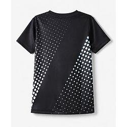 Pine Active Knit Half Sleeves T-Shirt Text Print - Black