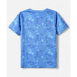 Pine Active Knit Half Sleeves T-Shirt With Text Print - Blue