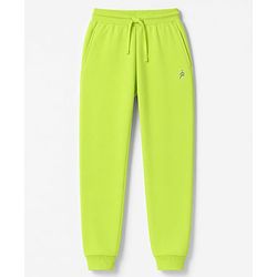 Pine Active Cotton Knit Full Length Solid Coloured Track Pant - Neon Green
