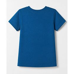 Pine Kids Cotton Knit T-Shirts with Half Sleeves and Floral Butterfly Foil Print - Navy Blue