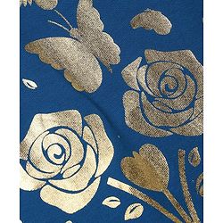 Pine Kids Cotton Knit T-Shirts with Half Sleeves and Floral Butterfly Foil Print - Navy Blue