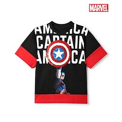 Pine Kids Marvel 100% Cotton Single Jersey Knit T-Shirts with Half Sleeves and Captain America Graphic Print & Sequin Detailing - Black