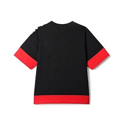 Pine Kids Marvel 100% Cotton Single Jersey Knit T-Shirts with Half Sleeves and Captain America Graphic Print & Sequin Detailing - Black