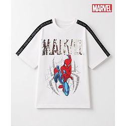 Pine Kids Marvel Cotton Single Jersey Knit T-Shirt Half Sleeves With Spider Man Print - White