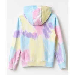 Pine Kids Cotton Knit Hooded Sweatshirt With Full Sleeves and Good Mood Text Print - Light Blue